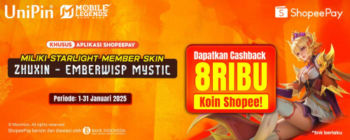 Jan – Miliki Starlight Member Skin Zhuxin & Dapatkan Bonus 8.000 Koin Shopee